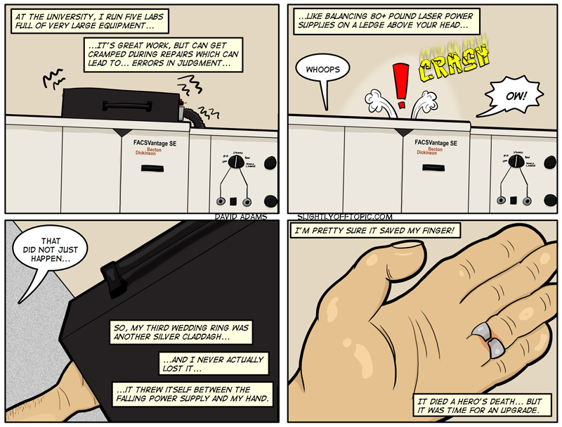 Hard to make a good punchline when the finger wasn't actually severed... have to try harder in the suture... er... FUTURE.