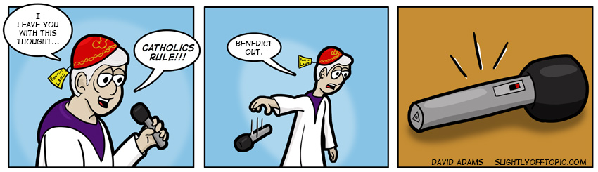 It's a shame the Swiss Guard left... once the crowd dissipated, reports are he grabbed a fifth of Jack and totally trashed the place...